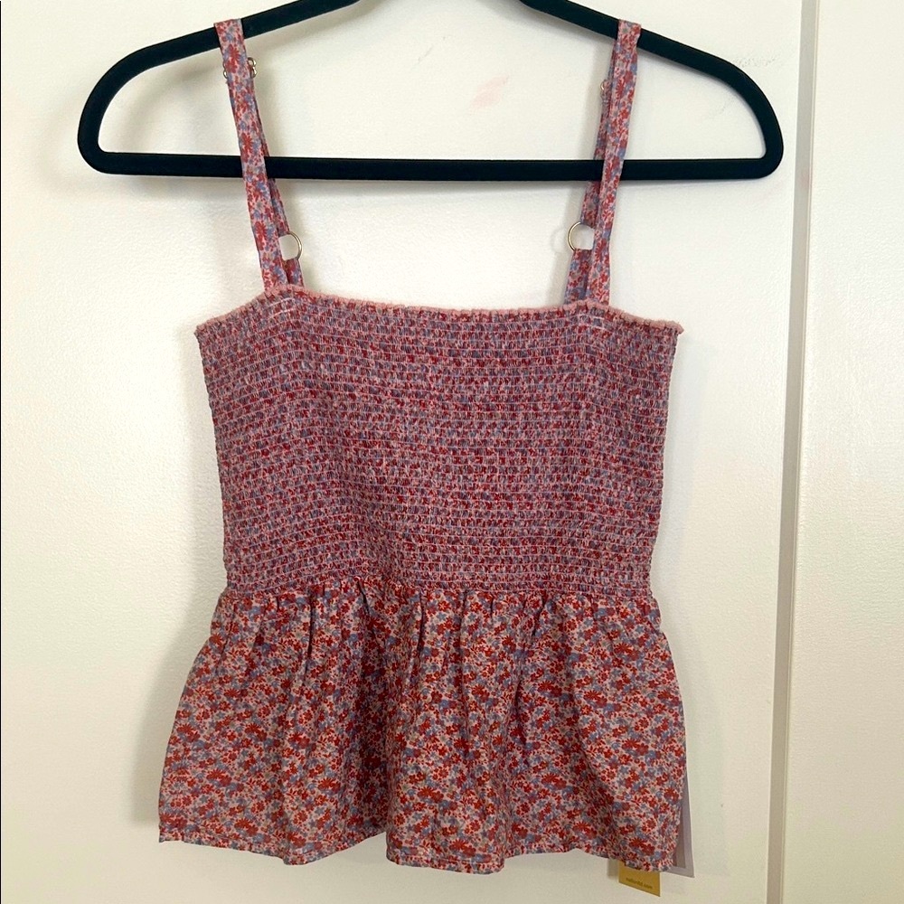 Nation LTD Pink Floral Smocked Peplum Camisole